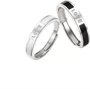 [kapitomanio] Matching Promise Rings for Couples Personalized Rings Set for Her Him Anniversary Wedding Gift, Love Engaved Adjustable Rings for Boyfriend Girfriend Valentine's Day Gifts