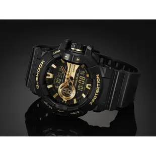 【CASIO 卡西歐】G-SHOCK 金屬系雙顯手錶-經典黑金(GA-400GB-1A9)