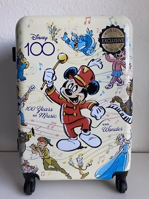Bioworld Disney 100 Years Of Music And Wonder 24” Upright Spinner Suitcase NEW