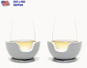VoChill Stemless Wine Glass Chiller Pair - 2 pk, Stone. NEW