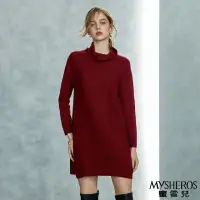 在飛比找momo購物網優惠-【MYSHEROS 蜜雪兒】針織洋裝 羊毛 堆堆領 素色(紅
