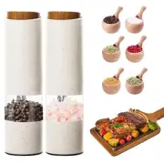 Electric Salt and Pepper Grinder, Pepper Grinder Set 2pcs, Wheat Straw Eco-fr...
