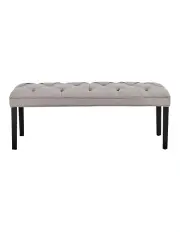 [Sarantino] Cate Button-Tufted Upholstered Bench in Light Grey