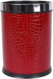 XWBLDBDFC Creative Plastic Trash Can Home Leather Waste Bin Without Lid Garbage Bin Bedroom Kitchen Office Paper Basket (Color : Red)-B