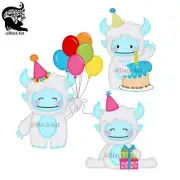 Yeti Birthday Balloons Hat Cake Metal Cutting Dies Scrapbook Card Making Craft
