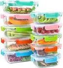 Glass Food Storage Containers with Lids, 10 Pack Airtight Glass Meal Prep Contai