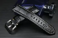 在飛比找蝦皮購物優惠-24mm收22mm可替代沛納海Panerai原廠錶帶黑色鱷魚