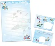 Writing Paper Set Letter Pad with Envelope for Boys Girls Children Animals Aeroplane Pastel (A4 Pad with 25 Sheets + 15 Envelopes)