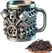 Stainless Steel Coffee Mug,300ml Steel Coffee Mug - Flask Leakproof Wide Mouth Water Bottle Engine Design for Gym Hiking Picnic Camping Outdoor Activities Travel