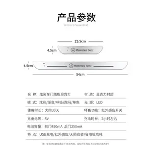 汽車門檻條 門檻燈 迎賓燈 免接線 炫彩流光門檻燈 車門迎賓燈 踏板燈 發光門坎條LED燈氛圍燈車門防撞條防踩踏