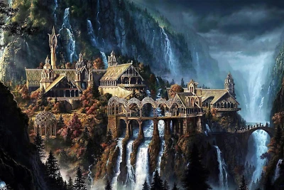 Puzzles for Adults 1000 Pieces,Lord of the Rings Puzzle,Waterfall Town 1000 Piec