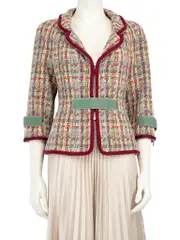 Multicolour Tweed Velcro Detail Jacket