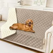 Smiry Waterproof Dog Blanket, Soft Dog Bed Cover Pet Blanket, Reversible Washable Pet Couch Cover for Sofa Furniture Protector for Puppy Cat (52x82 Inch, Taupe/Beige)