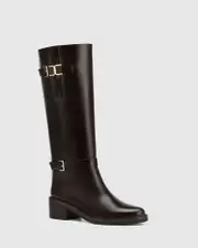 Beckett Dark Brown Waxy Leather Knee High Boot