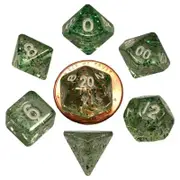 Dice - Mini Polyhedrals - Ethereal Green with White Numbers (MDG)
