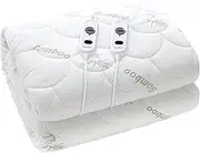 Dreamaker Bamboo Quilted Electric Heated Blanket Fully Fitted with Overheat Protection Eco-Friendly Hypoallergenic Lightweight 3 Heat Settings with LED Display 2 Detachable Controller (Super King)