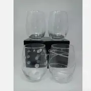 NWT 4pc Diamond Engraved Crystal Stemless Glassware