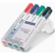 STAEDTLER 351 LUMOCOLOR Whiteboard Marker Assorted Bullet Tip Wallet of 4