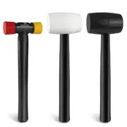3-Piece Rubber Mallet Set, 16oz Black & White Mallet + 35mm Dual-Faced Soft H...
