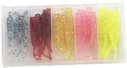LAPYAPPE 50Pcs Fishing Lure Kit Plastic Worm for Pike Perch Trout with Convenient Storage Box for and Organization