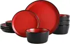 Corelle Ocean Fire Engine Red Dinnerware Set, 12 piece, 6 x 26cm Dinner Plate,