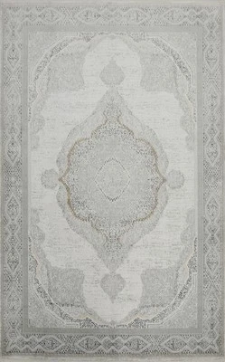 Turkish Carpet Subtle Fringed Edges Artfully Designed Ivory Oriental Rug 5x7