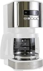Kenmore 12-Cup Drip Coffee Maker Machine, 1.8L Programmable Filter Coffee Machines with Timer (White)