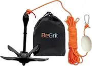 [BeGrit] Kayak Anchor Small Boat Anchor Folding Marine Anchor for Fishing,Kayak,Paddle Board,Canoe,Jet Ski, with 32.8 ft Anchor Tow Rope Carrying Bag