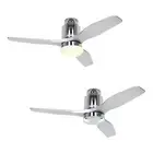 Dc Ceiling Fan Lamp Light Aerodynamix Chrome Silver 112 CM