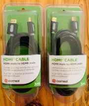 2 x Comsol High Speed HDMI Cable with Ethernet - Male To Male - 3m New Sealed