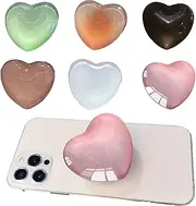 Moblile Cell Phone Grip Heart Shape Glass Holder for Smartphones, Cellphone Collapsible Stand Mobile Phone Grip Stand Holder for Smartphone Tablet Cell Phones Accessory