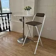 Folding Bar Chair with Back, Collapsible Counter Tall Stools with Footrest, 26/28/30 Inch Stackable Foldable Padded Seat for Restaurant Reception Meeting Room Office Event(White Tube Brown,65cm/26in)