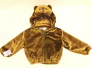 New LIL TOTS Faux Fur Brown Bear-Head Zip Off Hooded Full Zip Jacket Size 2/3T