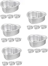 Gatuida 5sets Heart Shape Muffin Pan 4 Inch Valentine’s Day Aluminum Cake Molds Nonstick Fondant Tin for Cupcakes Puddings Cheese Cakes 4pcs*5