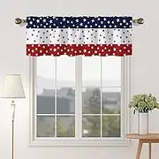DOTOOMA 54x18 Inches USA Flag Window Treatment Valance Star Stripes Kitchen Blackout Drapes Bathroom Bedroom Living Room Polyester Fabric Curtains Decorations Supplies