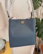 NWT Coach 55200 Pebble Leather Charlie Bucket Bag Gold/ Peacock Shoulder Bag