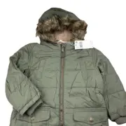 Girls,Boys size 3, Pumpkin Patch, khaki hooded jacket / coat, L: 46cm, NEW