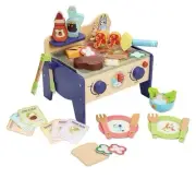 NEW in Box Bluey Wooden BBQ & Salad Set 33 Piece Colorful Playset w tongs and…