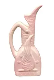Vintage Niloak Pottery Ewer Pitcher Pink Bird Stars Molded Rectangular Unique