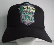 Harry Potter Slytherin House Crest Embroidered Patch on Black Trucker Cap/Hat