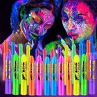 12 PCS Glow Face Body Paint Glow In The Dark Under UV Black Light Sticks Make...