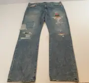 Polo Ralph Lauren Sullivan Slim Repaired Patchwork Distressed Denim Jeans 42x36