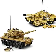 SEMKY Military Series M60 Tank + Challenger 2 Tank 2 in 1 MOC Building Blocks（1100 Pieces）,WW2 Army Tank for Kid and Military Fan