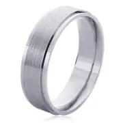 Men's 14K White Gold 6mm Satin Wedding Band Right Hand Plain Ring / Gift Box