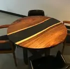 4 Seater Wooden Round Epoxy Resin Dining Table / Epoxy Resin Table Top Home Deco