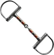 [Generic] Copper Mouth Roller Horse Bit – Professional Single-Jointed D-Ring Snaffle, Stainless Steel Horseback Riding Bit for Control, Gentle Communication, English Tack, Training Accessories