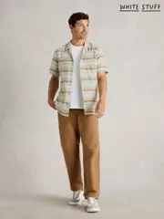 White Stuff Blue Horizontal Short Sleeve Stripe 100% Cotton Shirt (H20315) | $104