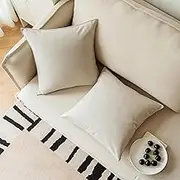 NiNi ALL Outdoor Waterproof Throw Pillow Covers Set of 2 Decorative Farmhouse Garden Pillowcase Solid Cushion Cases for Patio Tent Couch 20x20 inch Beige