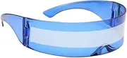F Fityle 80s Futuristic Glasses Cyclops Cyberpunk Visor with Semi Translucent Mirrored Lens Party Costume