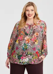 [TS] Taking Shape Natural Floral Oasis Top Size 12 in Print, Viscose - Plus Size Women's Tops & T Shirts Print